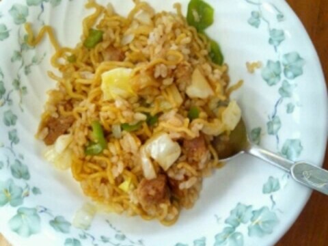 電子レンジと炊飯器で　そば飯